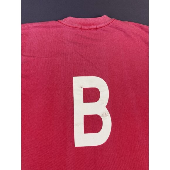Vintage 90s Club Monaco Quality Wear Red Shirt C L U B Spell Out Design Rare Tee - Picture 8 of 11